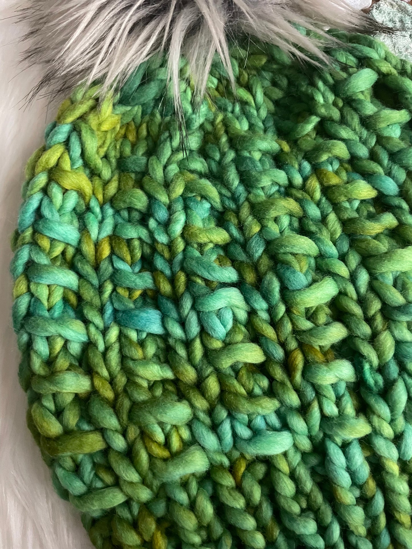 Hartford Women’s Luxury Hand Knitted Beanie Hat size S/M green color