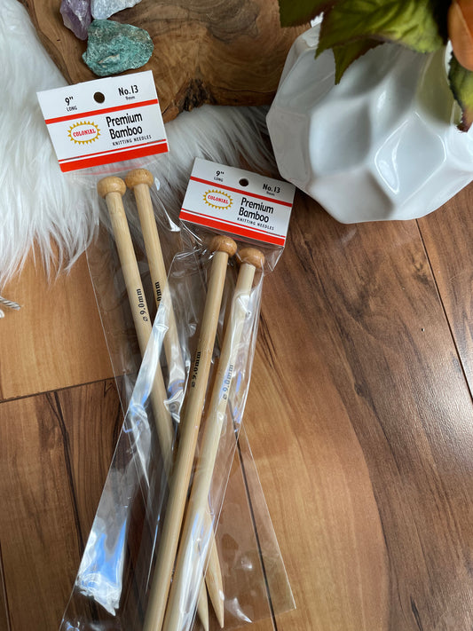 Bamboo straight knitting needles size 13US