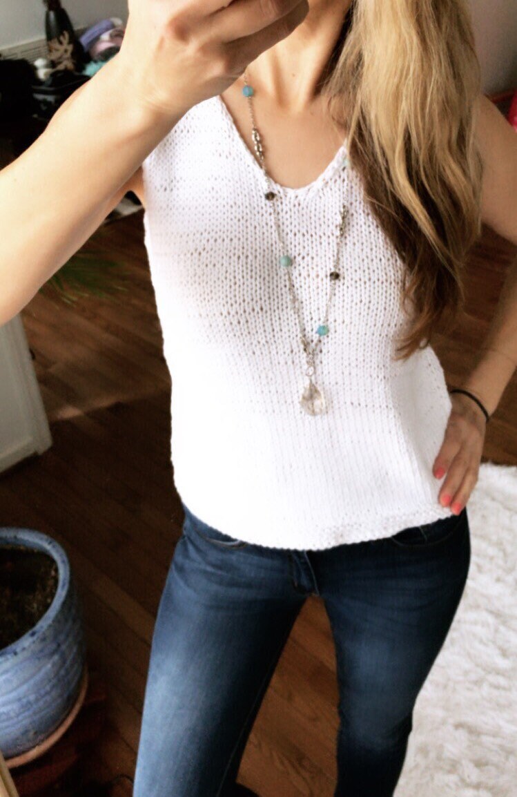 KNITTING PATTERN DIY Basic Cotton Tank Top Women's Knit Top, Tank Top, Summer Knit Top, Cotton Top, Easy Knit Tie Top