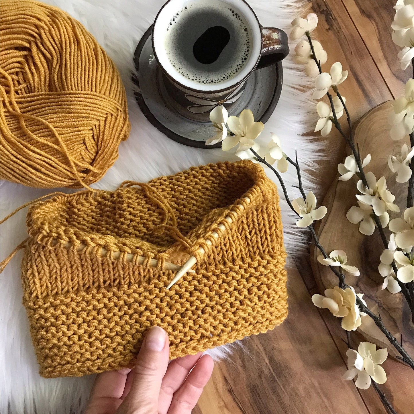 KNITTING PATTERN The Hatteras Beanie Women's ,Faux Fur Pom Pom Beanie, Slouchy Hat, Slouchy Merino Cap, Toque Warm Wool