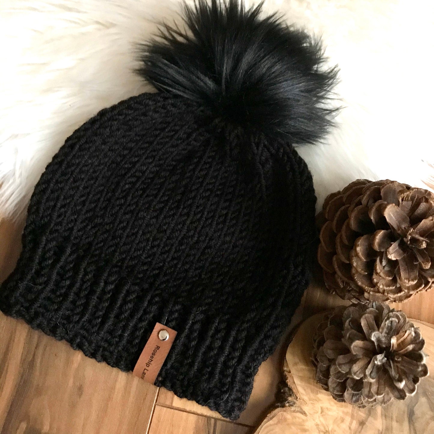 DIY Knitting Pattern Simple Knit Hat, The Folly Beach Beanie Hat, Medium Weight Pom Pom Beanie, Simple lighter weight Bobble Hat