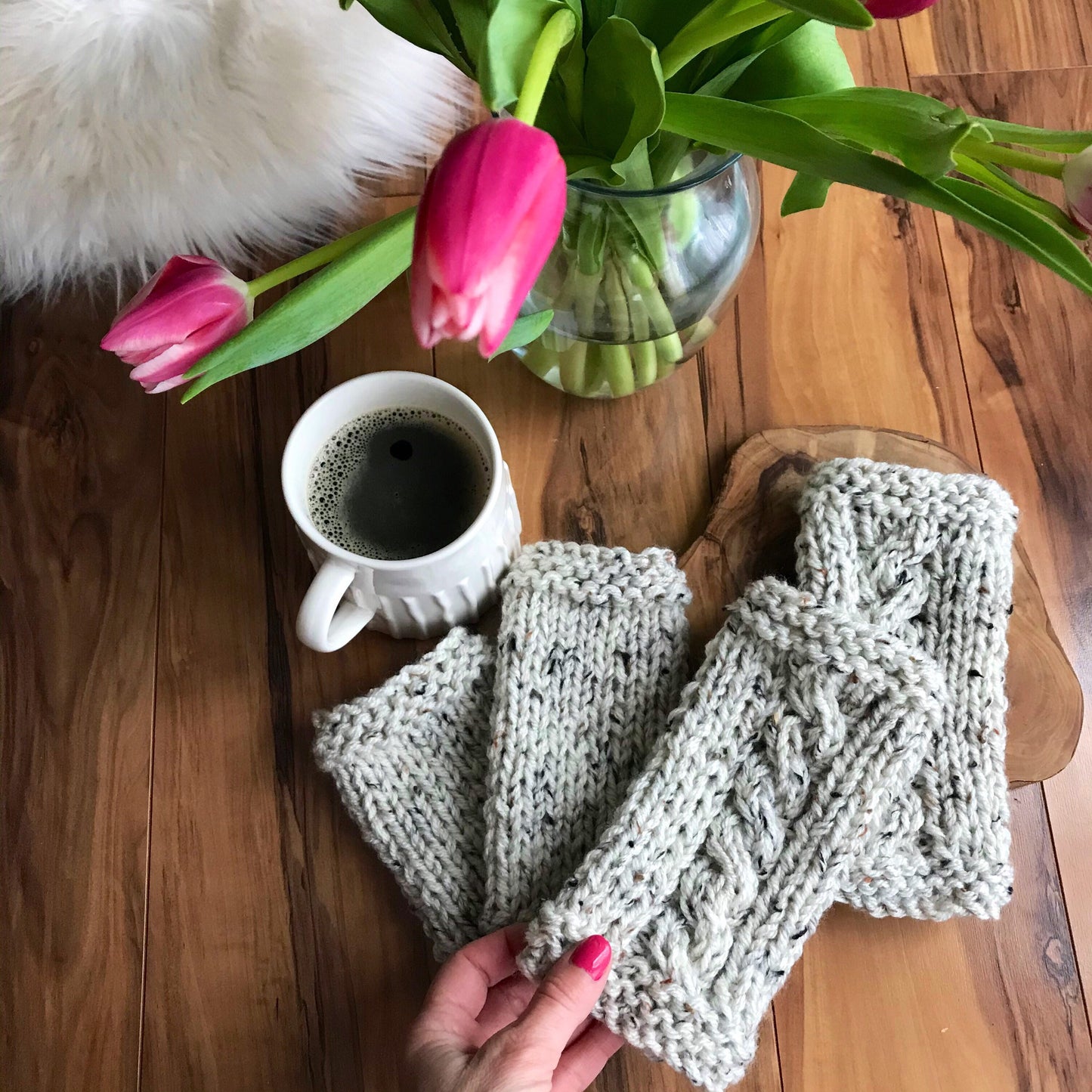 DIY Knitting Pattern Cabled Fingerless Gloves, Simple Fingerless Gloves, Fingerless Gloves DIY, Warm Gloves