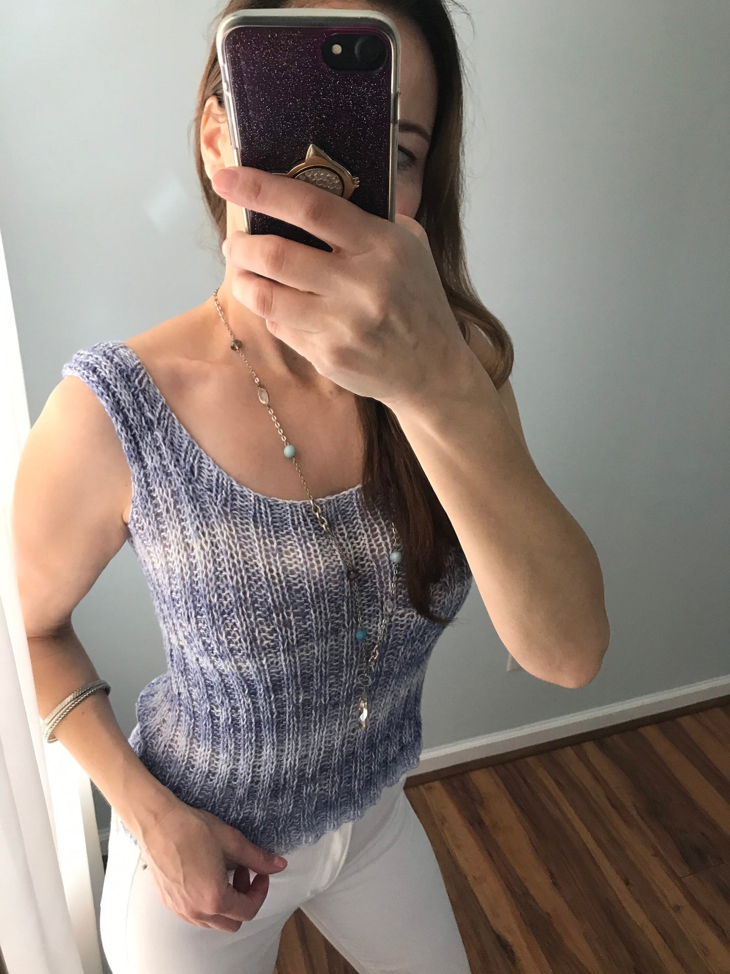 KNITTING PATTERN DIY The Bluebell Seamless Cotton Top Women's Knit Top, Sleeveless Top, Summer Knit Top, Cotton Top, Easy Knit Tie Top