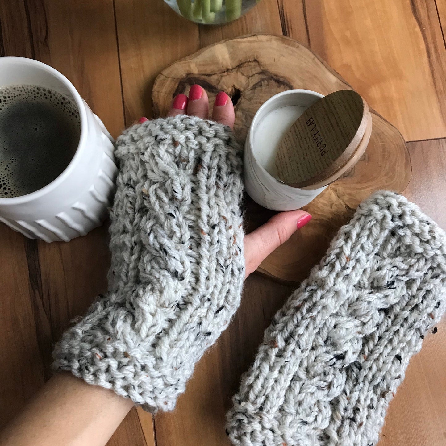 DIY Knitting Pattern Cabled Fingerless Gloves, Simple Fingerless Gloves, Fingerless Gloves DIY, Warm Gloves