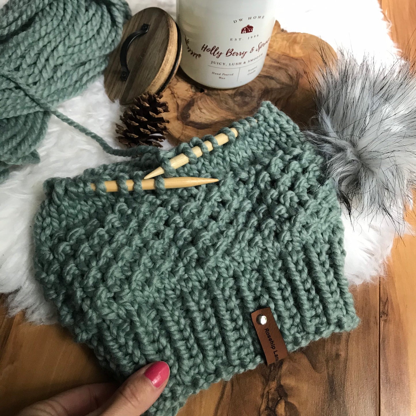 KNITTING PATTERN DIY The Blue Ridge Beanie, Pom Pom Beanie Hat, Cap Toque Bobble Hat Winter Hat, Beanie Hat Knitting Pattern