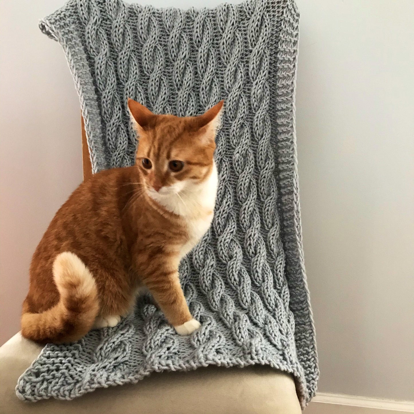 KNITTING PATTERN Cabled Throw, DIY knit throw, Blanket knit pattern, Cable Knit Blanket , Knitted blanket diy