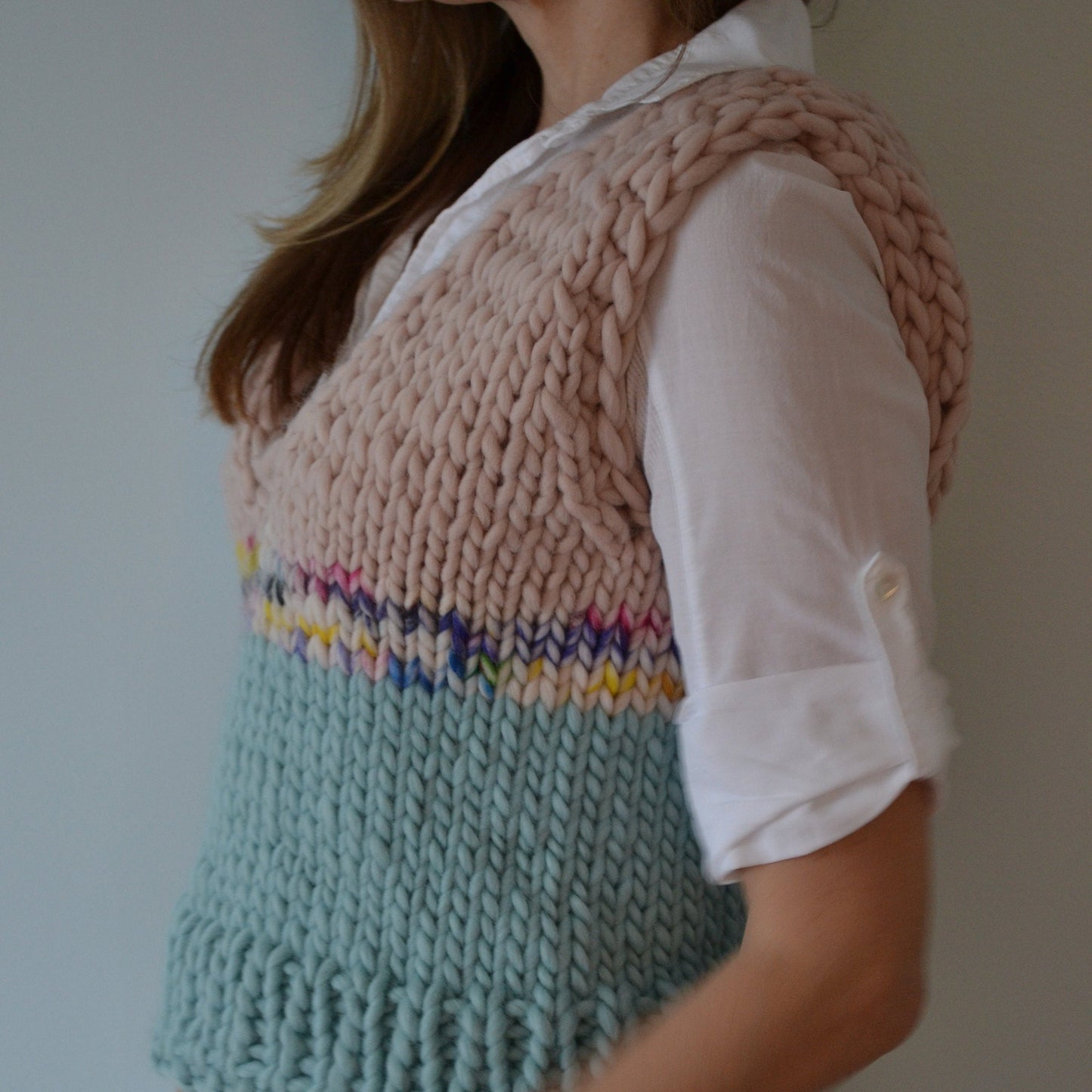 Knitting Pattern Sleeveless Top, Super Chunky Women's Pullover, Pullover Top, Sleeveless Vest, Chunky Vest, Women's Super chunky Vest