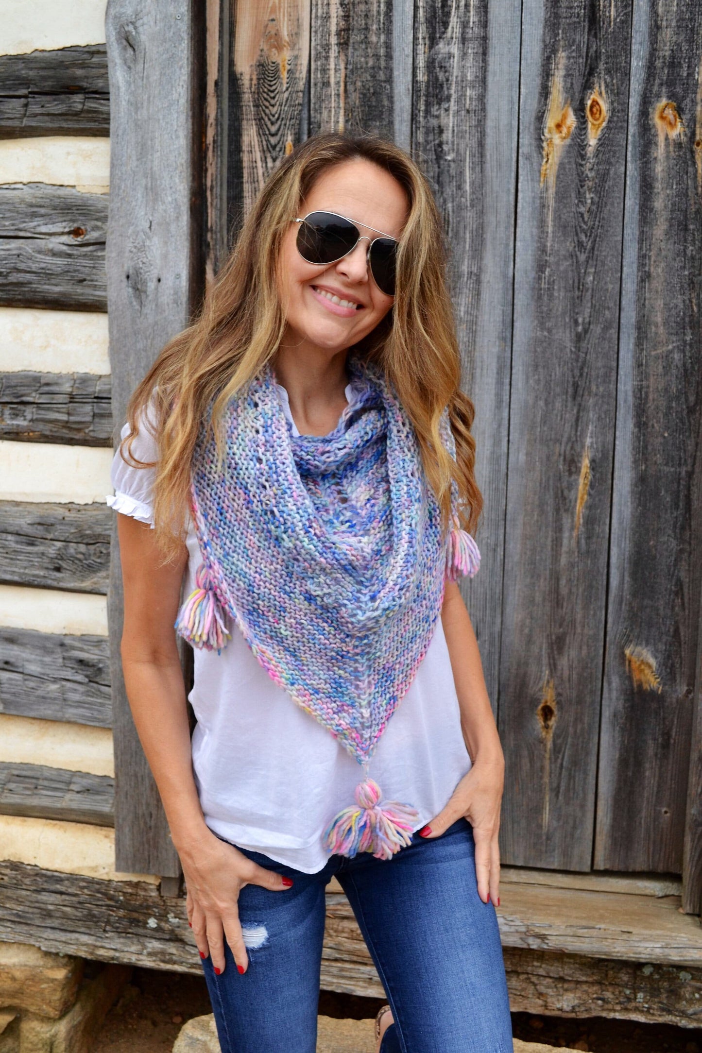 DIY KNITTING PATTERN Easy Triangle Scarf,Easy Knit Scarf, Hand Knitted Women's Scarf, Oversized Boho Scarf, Easy Knit Snood, Neck Warmer
