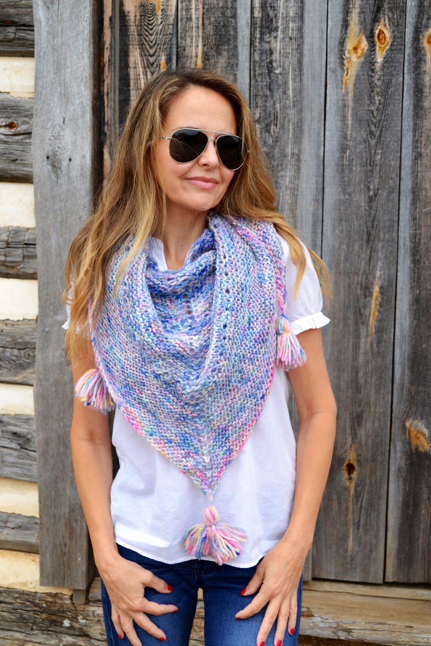 DIY KNITTING PATTERN Easy Triangle Scarf,Easy Knit Scarf, Hand Knitted Women's Scarf, Oversized Boho Scarf, Easy Knit Snood, Neck Warmer