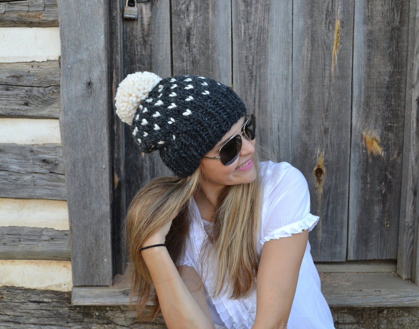 KNITTING PATTERN BUNDLE Fair Isle Beanie Hat Seed Stitch Snood Cowl Scarf Hand Knitted Women's Oversized Boho Style Set Snood Neck Warmer