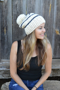 DIY Knitting Pattern The High Country Unisex Adult Beanie, Women's Slouchy Toque, Oversized Pompom Hat, Unisex Cap  DIY, Knit Beanie
