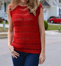 Load image into Gallery viewer, KNITTING PATTERN DIY Time To Shine Airy Top Women&#39;s Knit Top, Cotton Tank Top, Summer Knit Top, Cotton Top, Easy Knit Tie Top