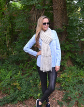 Load image into Gallery viewer, DIY Crochet Pattern Chunky Crochet Ribbed Scarf, Women&#39;s Chunky Boho Crochet Open End Fringe Scarf, Warm Scarf, Ribbed Scarf Ivory