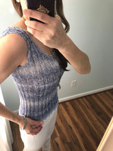 Load image into Gallery viewer, KNITTING PATTERN DIY The Bluebell Seamless Cotton Top Women&#39;s Knit Top,  Sleeveless Top, Summer Knit Top, Cotton Top, Easy Knit Tie Top
