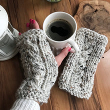 Load image into Gallery viewer, DIY Knitting Pattern Cabled Fingerless Gloves,  Simple Fingerless Gloves, Fingerless Gloves DIY, Warm Gloves