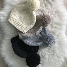 Load image into Gallery viewer, KNITTING PATTERN Beanie Hat, Knit Hat DIY, Simple Beanie Hat knitting pattern The Ultimate Pom Pom Beanie Hat Cap Toque Women&#39;s Beginner