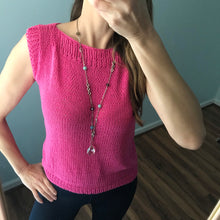 Load image into Gallery viewer, KNITTING PATTERN DIY The Easy Breezy Summer Cotton Top Women&#39;s Knit Top,  Sleeveless Top, Summer Knit Top, Cotton Top, Easy Knit Tie Top