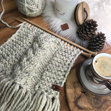 Load image into Gallery viewer, Knitting Pattern DIY The Blowing Rock Cozy Fringe Cable Knit Scarf, Shawl Hand Knitted Women&#39;s Boho Style Scarf