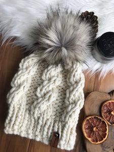 KNITTING PATTERN Lapland Women’s Luxury Beanie Hat, Slouchy Pom Pom Unisex, Women's Cable Knit Hat pattern,  Beanie Hat Cap Toque