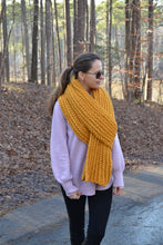 Load image into Gallery viewer, Crochet Pattern Luxury Mustard Scarf, Women&#39;s Crochet Scarf, Chunky Oversized Scarf, Warm Scarf, Ribbed Scarf , Oversized scarf