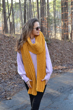 Load image into Gallery viewer, Crochet Pattern Luxury Mustard Scarf, Women&#39;s Crochet Scarf, Chunky Oversized Scarf, Warm Scarf, Ribbed Scarf , Oversized scarf