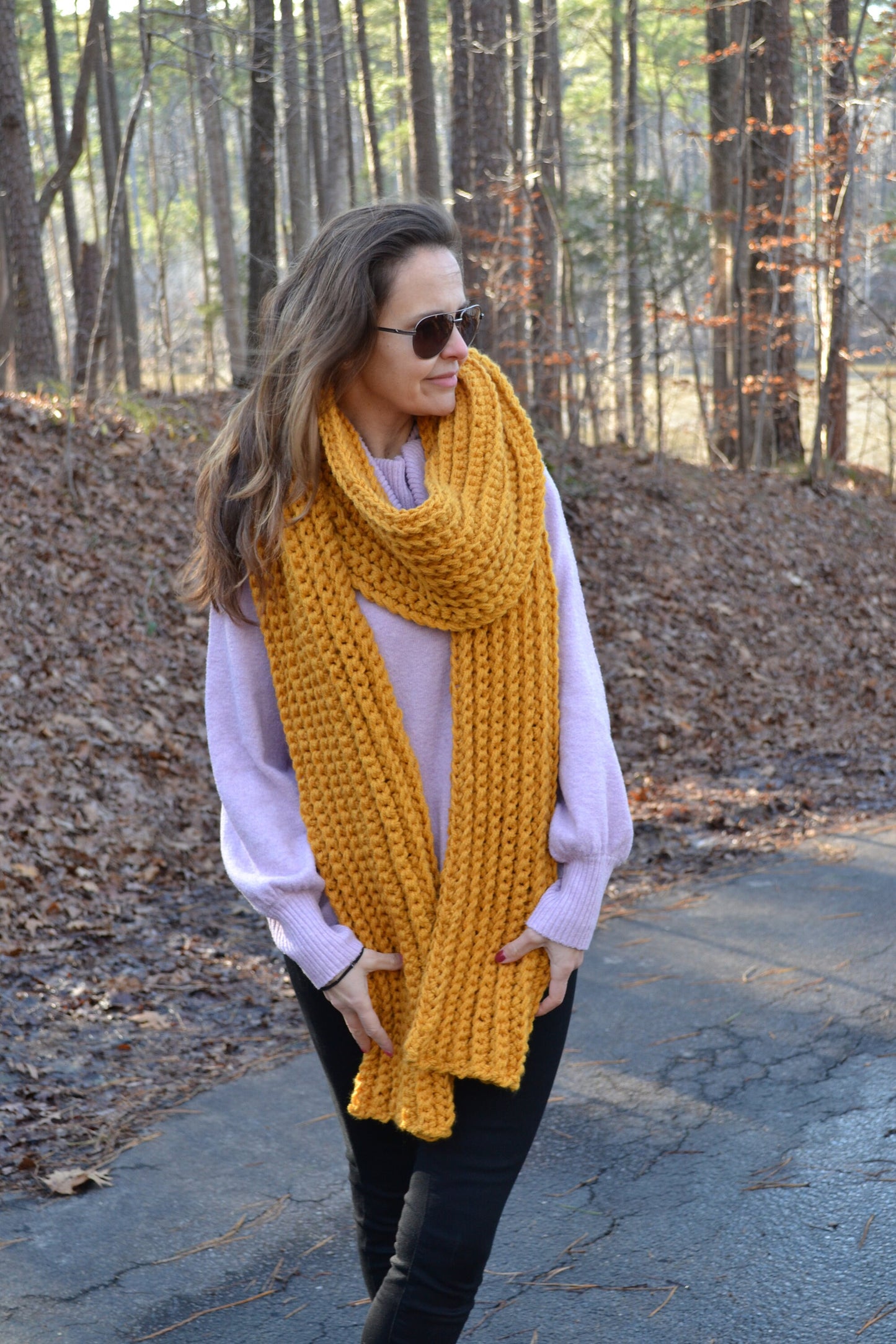 Crochet Pattern Luxury Mustard Scarf, Women's Crochet Scarf, Chunky Oversized Scarf, Warm Scarf, Ribbed Scarf , Oversized scarf