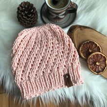 Load image into Gallery viewer, Lacy hat KNITTING PATTERN, Azalea Beanie Hat knitting pattern, Spring beanie knitting pattern, cotton beanie hat pattern, cotton cap