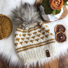 Load image into Gallery viewer, KNITTING PATTERN DIY Luxury Beanie Hat, Women&#39;s Toque pattern, luxury wool knit hat,  Women&#39;s mustard beanie hat pattern, knit  Cap