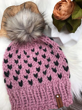 Load image into Gallery viewer, Luxury knit hat pattern, luxurious knit beanie pattern, Alpaca knit hat pattern, Alpaca beanie hat, Rosebud knit hat, women’s luxury hat