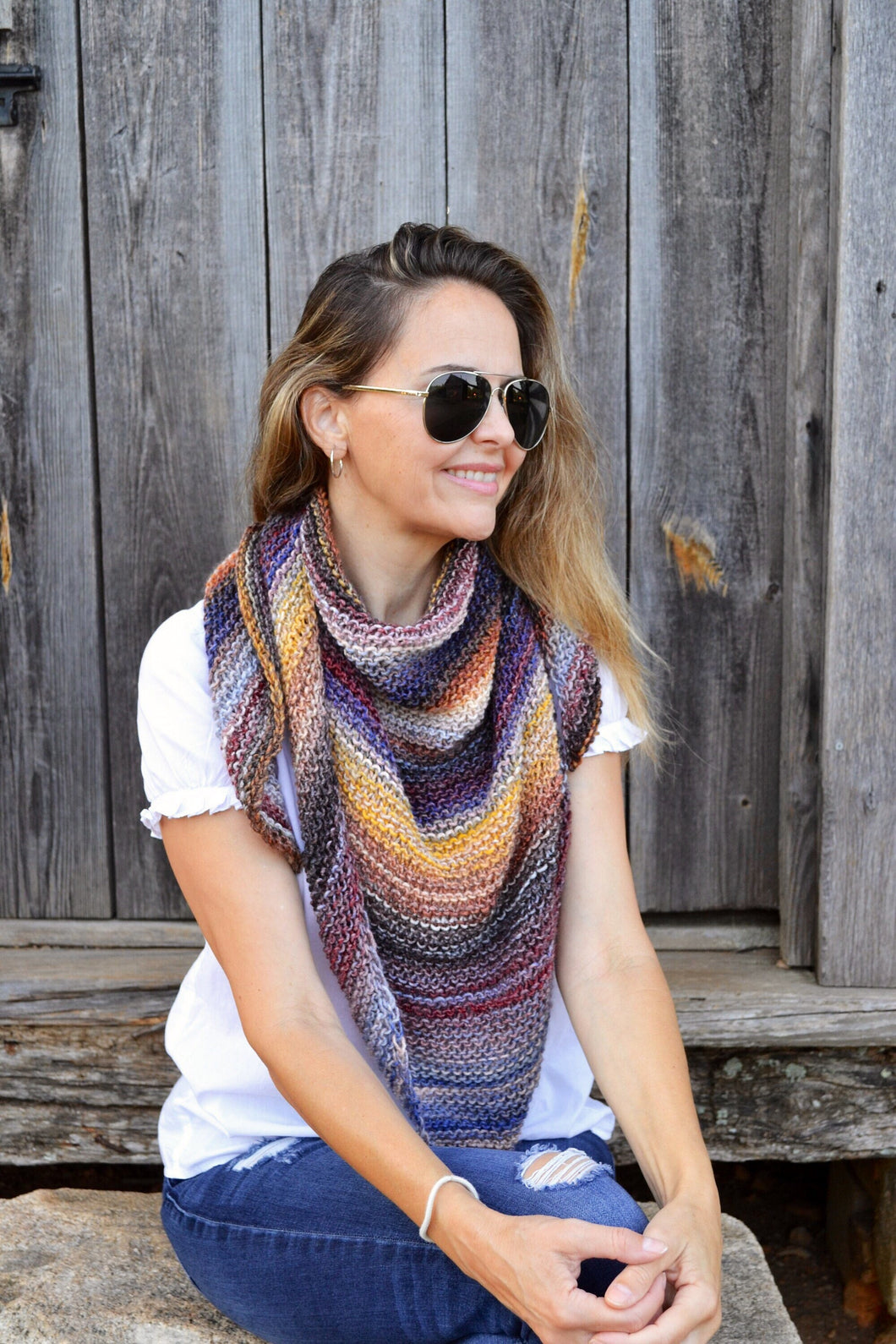 DIY KNITTING PATTERN Easy Triangle Scarf,Easy Knit Scarf,  Hand Knitted Women's Scarf, Oversized Boho Scarf, Easy Knit Snood, Neck Warmer
