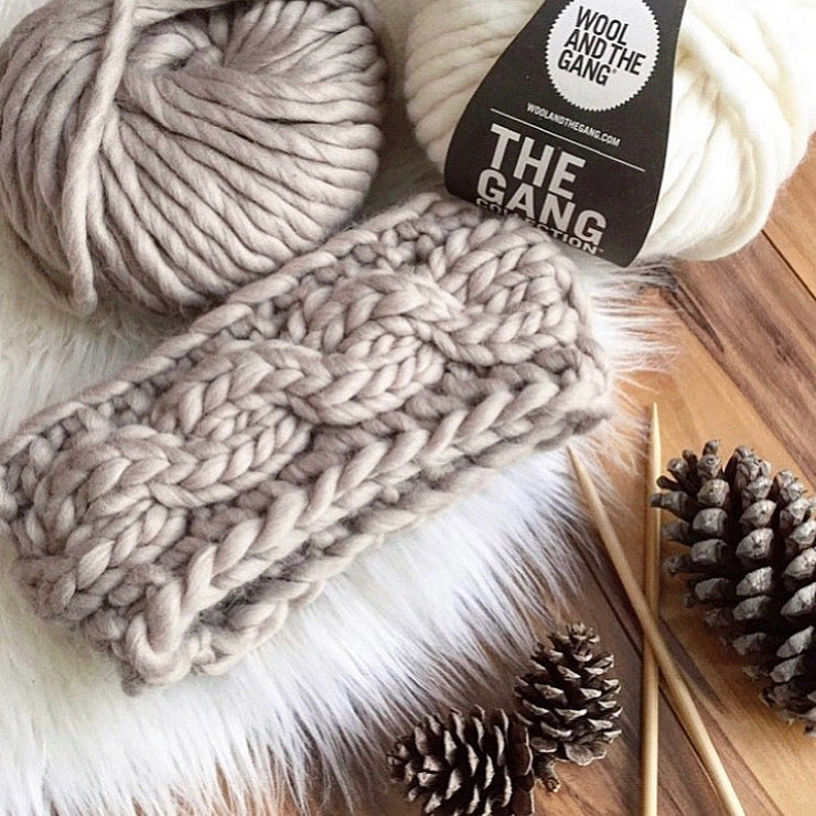 DIY KNITTING PATTERN The Luxe Cabled Headband Ear Warmer Soft Warm Oversized Women's Cable Knitted Taupe